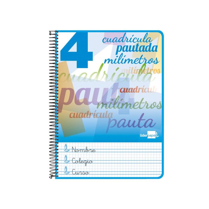 Cuaderno Espiral Liderpapel Cuarto Pautaguia Tapa Dura 80H75 gr Cuadro Pautado 4 mm Con Margen 6 unidades 4