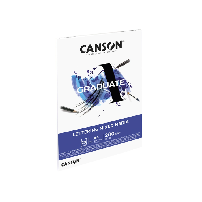 Canson Bloc Dibujo Multitecnicas Graduate Lettering Mixed Media 21x29.7 cm 20 Hojas 200 gr/m2 1