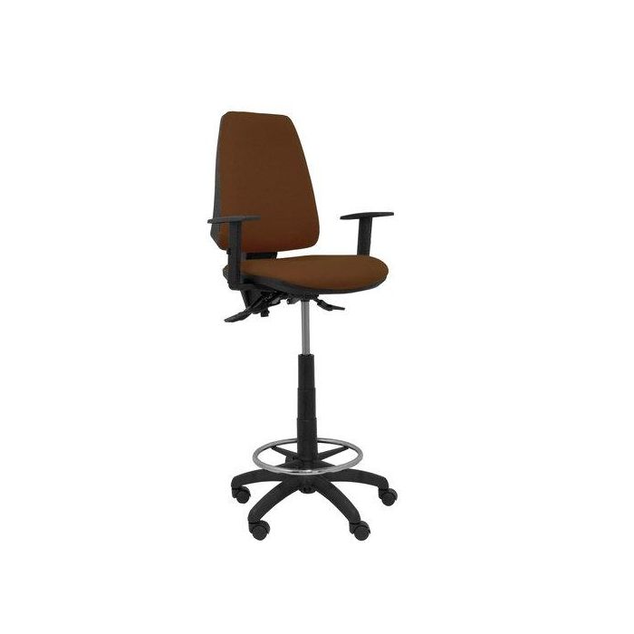 Taburete Piqueras Y Crespo Elche S Brazos Regulables Ergonomico Mecanismo Asincro Regulable En Altura Aro Reposapies Cromado Ruedas Nailon Asiento Y Respaldo Tapizados Bali Marron Oscuro