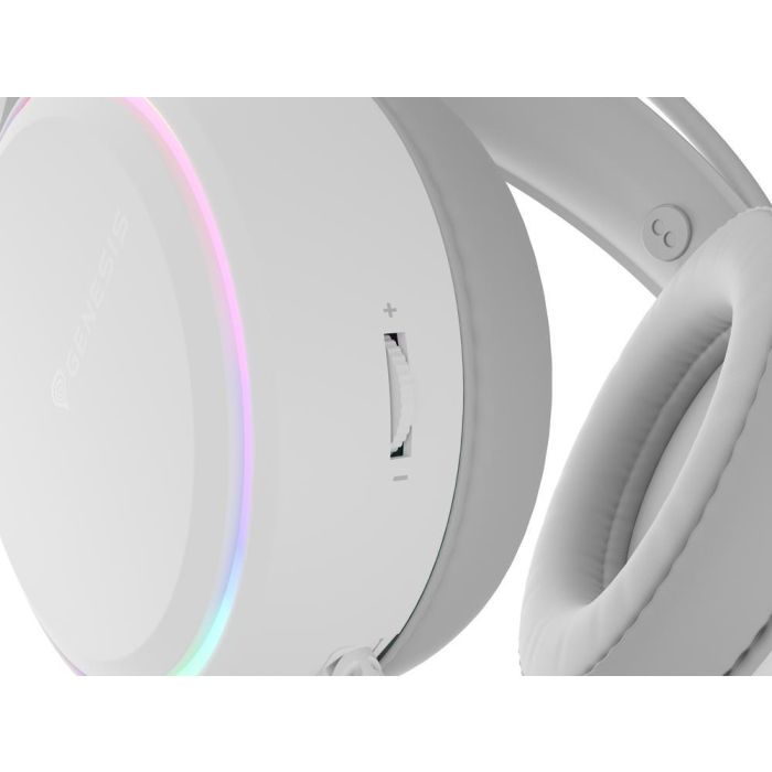 GENESIS Neon 613 Auriculares Gaming Alámbricos USB-A y Jack 3.5mm Diadema Circumaural con Micrófono Boom Iluminación RGB Blanco 4