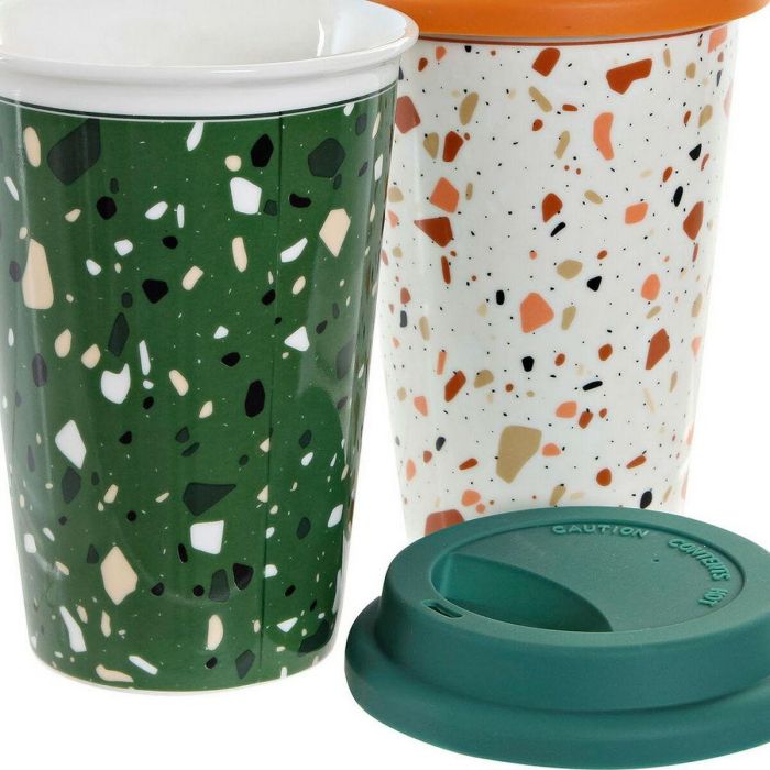 Mug Moderno DKD Home Decor Beige Verde Oscuro 10 x 14 x 10 cm (4 Unidades) 2 Mug Moderno DKD Home Decor Beige Verde Oscuro 10 x 14 x 10 cm (4 Unidades) 2