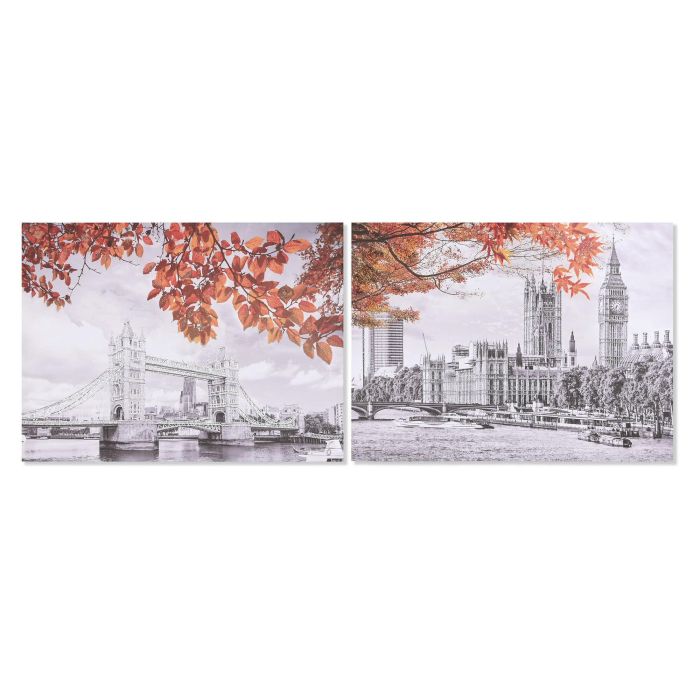 Cuadro Loft DKD Home Decor Naranja Gris 2.5 x 60 x 80 cm (4 Unidades)