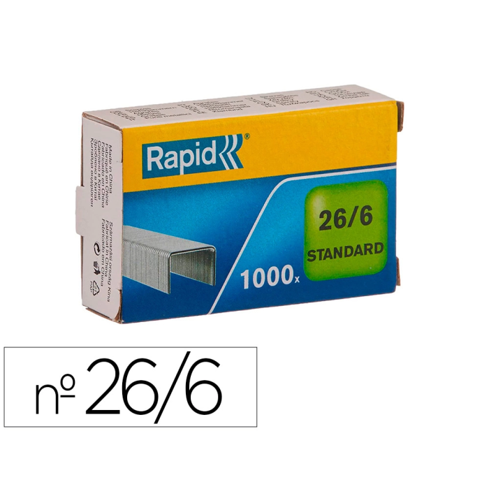 Rapid Grapas 26/6 mm Galvanizada Caja de 1000 Unidades Confort Alambre Flexible (hasta 20 hojas) 0 Rapid Grapas 26/6 mm Galvanizada Caja de 1000 Unidades Confort Alambre Flexible (hasta 20 hojas) 0