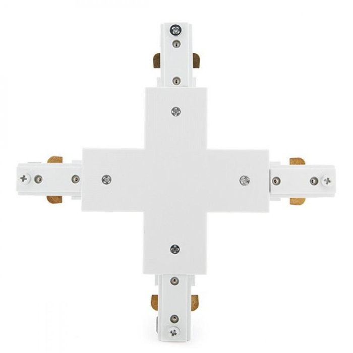 Conector X para Carril Bifásico Focos de LEDs Blanco 2 Conector X para Carril Bifásico Focos de LEDs Blanco 2