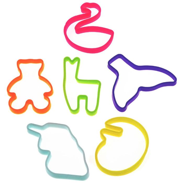 Jeux 2 momes Juego de 6 Pulseras Elásticas Formas Variadas de Silicona 6