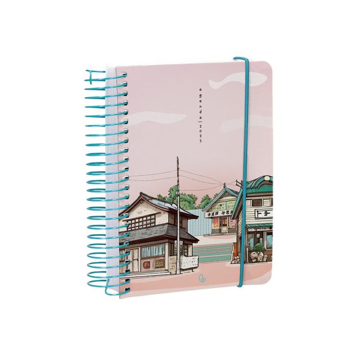 Agenda Espiral Liderpapel Santorini A6 2025 Dia Pagina Atardecer Rosa Papel 60 gr 1