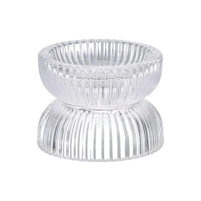 Giftdecor Portavela de Cristal Transparente, Cuenco Doble, Dimensiones 8x6x8 cm (Set de 24)