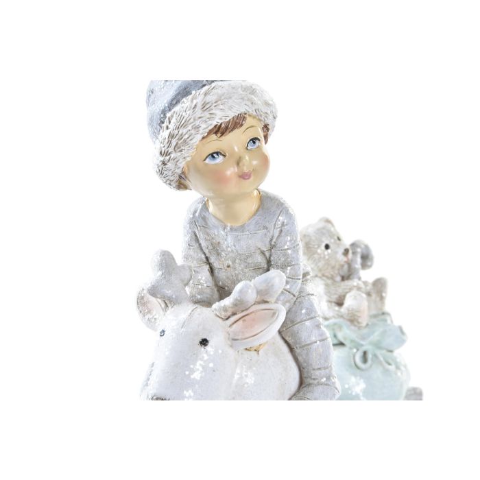 DKD Home Decor Figura Decorativa de Navidad Moderna de Niños, Fabricada en Resina Blanco y Gris, 6x13.5x13 cm (2 Unidades) 1