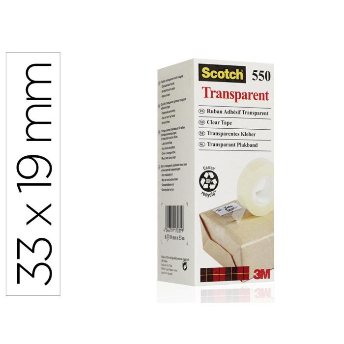 Cinta Adhesiva Scotch 550 Transparente 33x19 mm Pack De 8 Unidades Cinta Adhesiva Scotch 550 Transparente 33x19 mm Pack De 8 Unidades