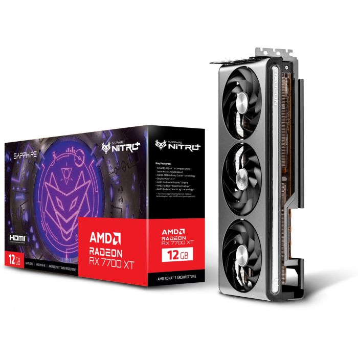 Sapphire RX 7700 XT NITRO+ Radeon 12GB GDDR6 192 bit 3 Ventiladores PCI Express 4.0 6 Sapphire RX 7700 XT NITRO+ Radeon 12GB GDDR6 192 bit 3 Ventiladores PCI Express 4.0 6