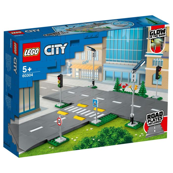 LEGO 60304 Intersección para montar, Juego de Construcción de Ciudades con Paneles y Carreteras para Montar