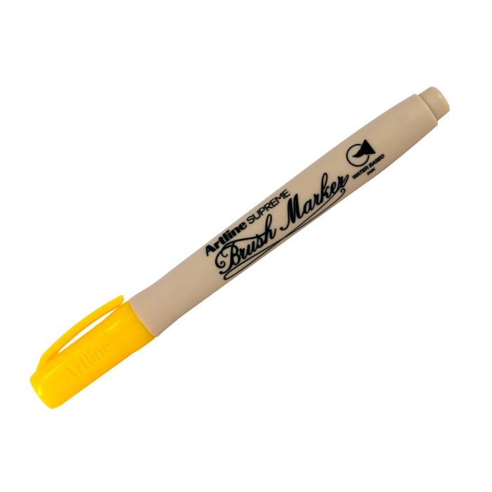 Artline EPFS Rotulador Supreme Brush Punta Pincel Base Agua Trazo Fino Amarillo 1