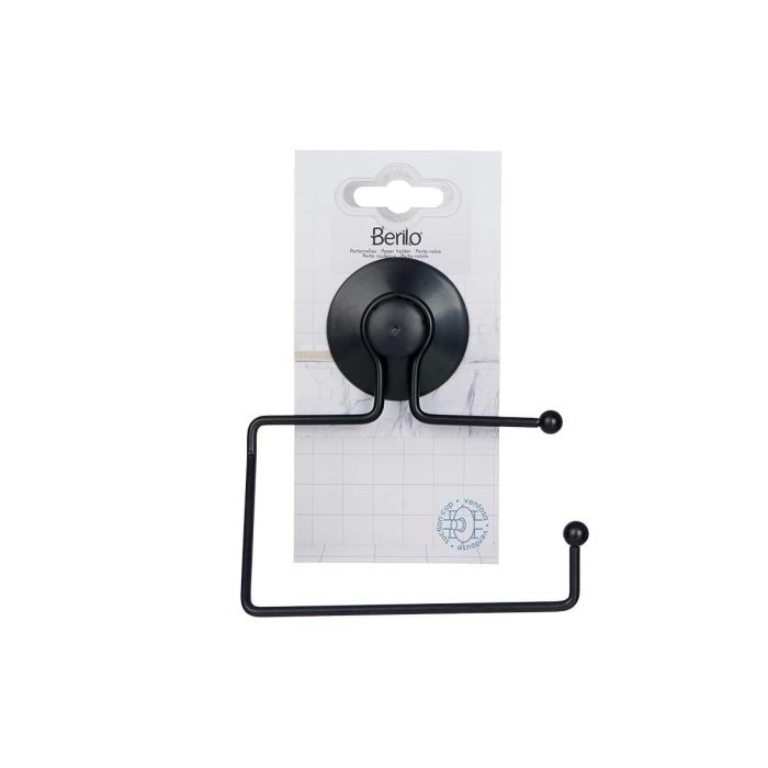 Portarrollo de Metal Negro Mate con Ventosa Berilo 12x14x3.5 cm (12 Unidades) 1 Portarrollo de Metal Negro Mate con Ventosa Berilo 12x14x3.5 cm (12 Unidades) 1