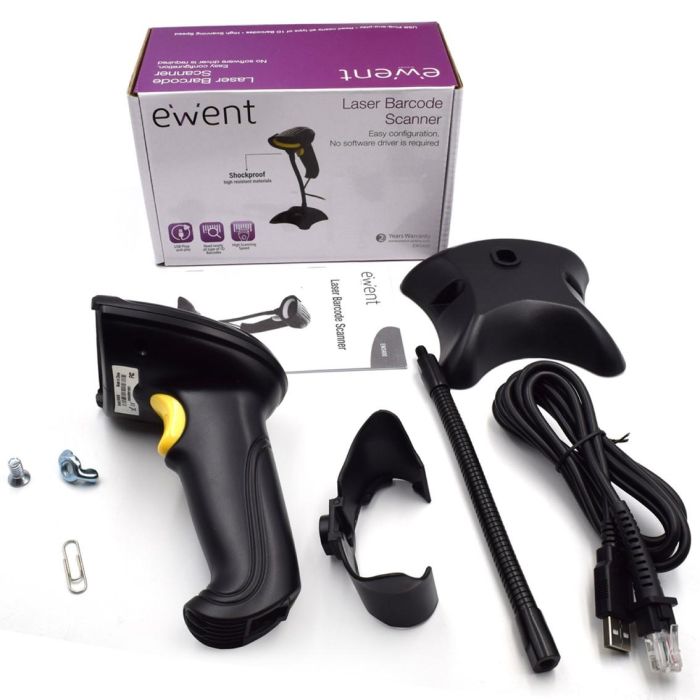 Ewent EW3400 lector de código de barras Lector de códigos de barras portátil 1D Laser Negro 2 Ewent EW3400 lector de código de barras Lector de códigos de barras portátil 1D Laser Negro 2