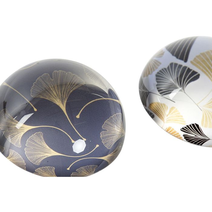 DKD Home Decor Pisapapeles Oriental Blanco Gris Cristal 8 x 8 x 4 cm (2 Unidades) 1