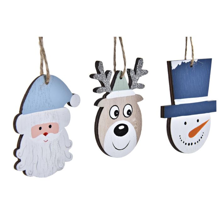 DKD Home Decor Decoración Colgante Navidad Moderna Set de 3, Multicolor Azul Marino Verde, MDF, 8x1.5x21 cm 1