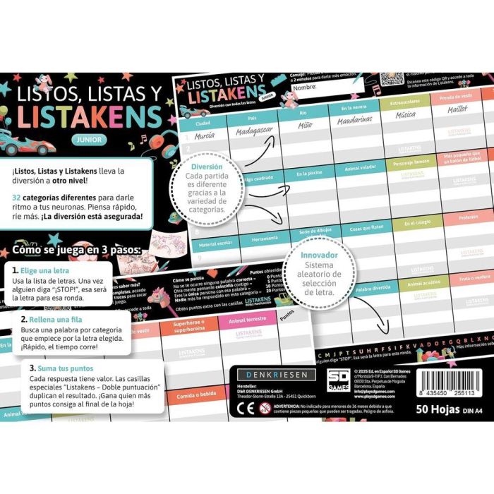 Juego mesa Listos Listas y Listakens Junior español 4