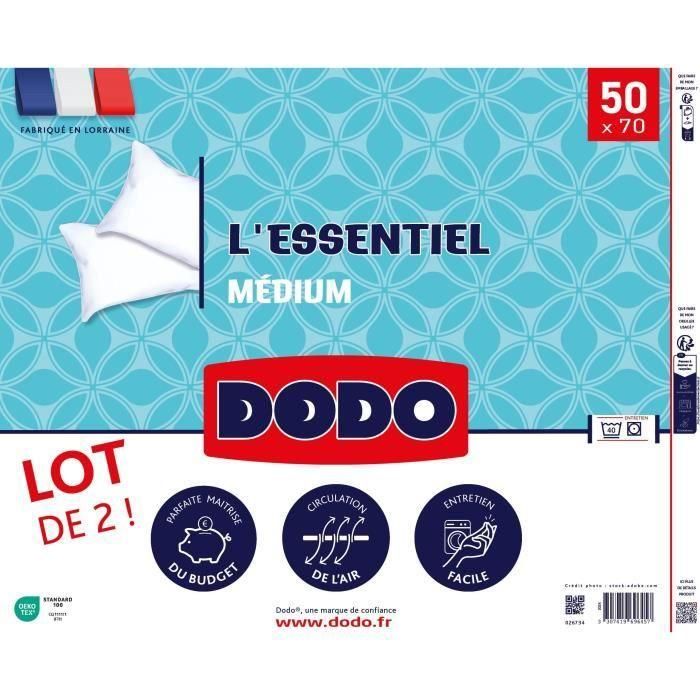 DODO Juego de 2 Almohadas Medianas - LO ESENCIAL - 50x70 cm - 100% Poliéster 1 DODO Juego de 2 Almohadas Medianas - LO ESENCIAL - 50x70 cm - 100% Poliéster 1