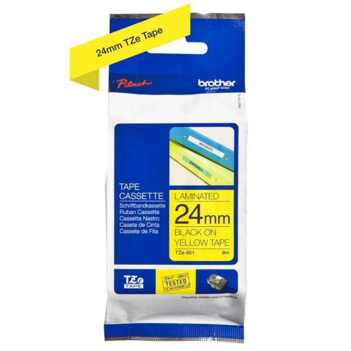 BROTHER Cinta laminada amarillo/negro 24mm 1