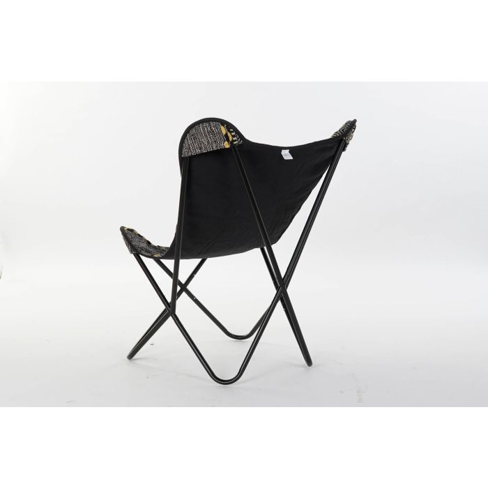 DKD Home Decor Sillón Indio Negro Blanco 65 x 90 x 74 cm Algodón Hierro 5 DKD Home Decor Sillón Indio Negro Blanco 65 x 90 x 74 cm Algodón Hierro 5