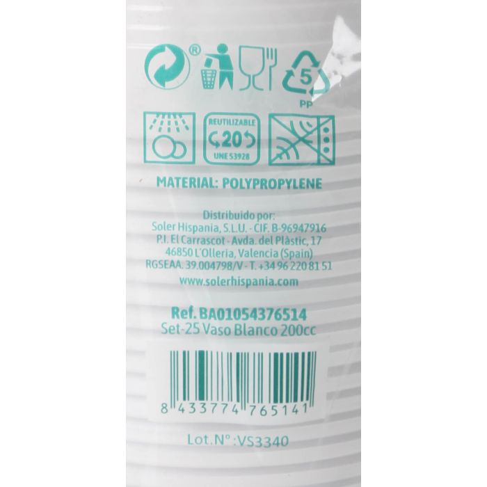 Vaso Blanco 200 cc - Pack de 25 - Algon (24 Cajas) 4 Vaso Blanco 200 cc - Pack de 25 - Algon (24 Cajas) 4