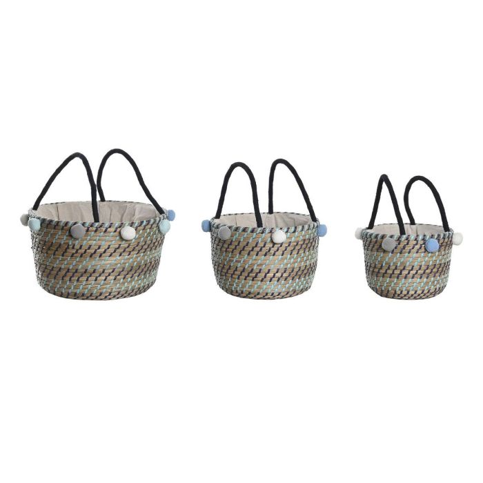 Cesta Mediterraneo DKD Home Decor Multicolor Multicolor 43 x 43 x 43 cm Set de 3