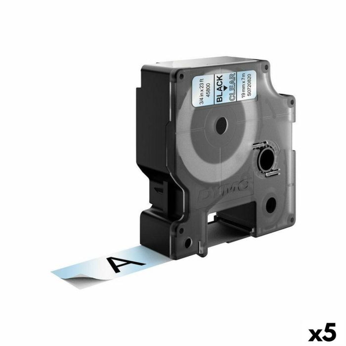 Cinta Laminada para Rotuladoras Dymo D1 45800 LabelManager™ Negro Transparente (5 Unidades) 0 Cinta Laminada para Rotuladoras Dymo D1 45800 LabelManager™ Negro Transparente (5 Unidades) 0