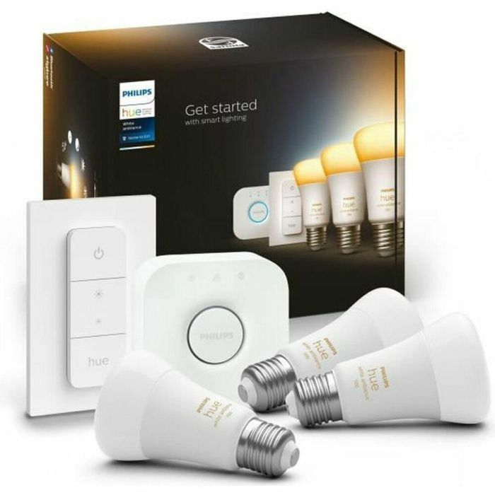 Kit de inicio de bombilla LED inteligente PHILIPS Hue White Ambiance - E27 x3 y control remoto Hue 5