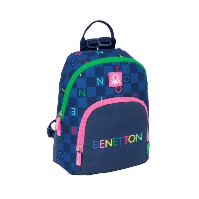 Mochila Benetton Damero Azul marino 25 x 30 x 13 cm