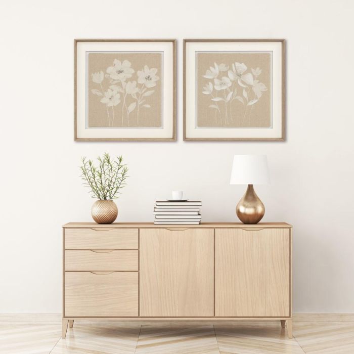 Cuadro Shabby DKD Home Decor Beige Blanco 3.8 x 60 x 60 cm (2 Unidades) 3