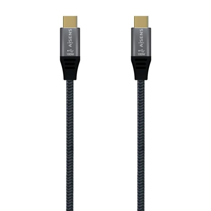 AISENS - Cable USB 3.2 GEN2x2 ALUMINIO 20GBPS 8K@30HZ 5A 100W E-MARK, TIPO USB-C/M-USB-C/M, GRIS, 1.0M