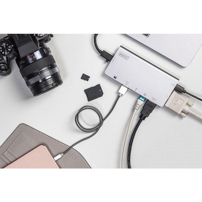 Digitus USB-C Multiport Travel Dock, 8 Port, gray 2x video, 2x USB-C, 2x USB3.0, RJ45,2x card reader 7 Digitus USB-C Multiport Travel Dock, 8 Port, gray 2x video, 2x USB-C, 2x USB3.0, RJ45,2x card reader 7