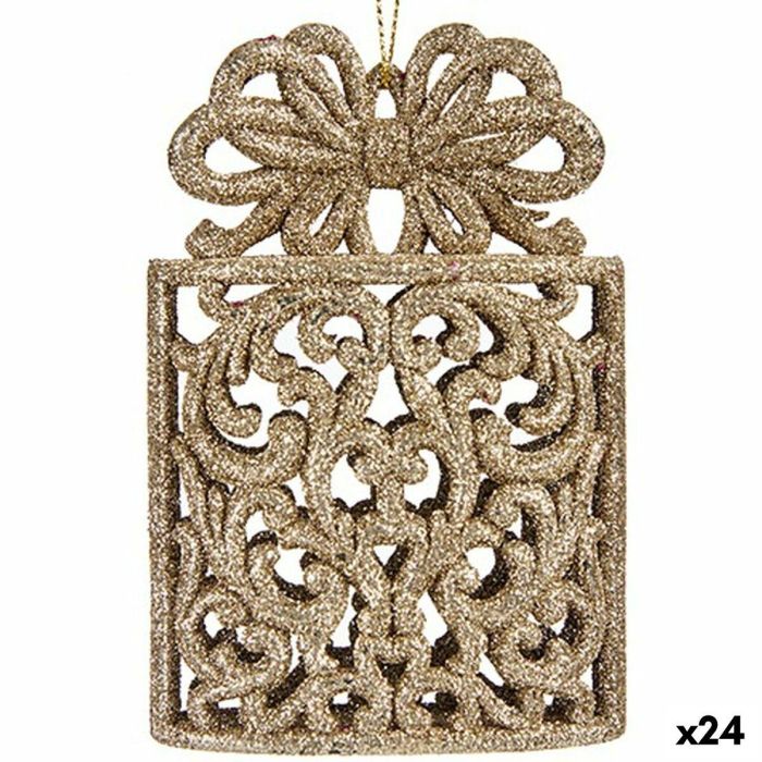 Adorno Navideño Caja De Regalo Champagne Plástico Purpurina 7,5 x 11,5 x 4 cm (24 Unidades) Adorno Navideño Caja De Regalo Champagne Plástico Purpurina 7,5 x 11,5 x 4 cm (24 Unidades)
