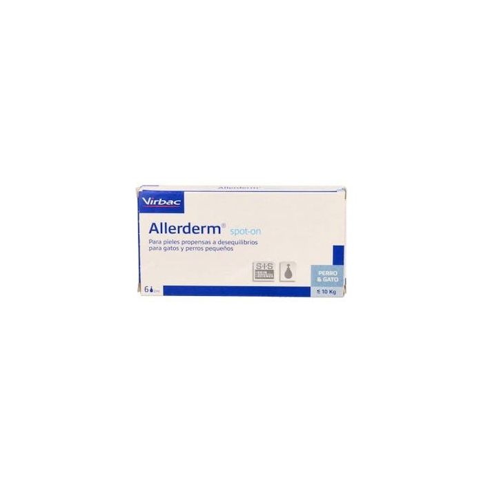 VIRBAC VET Allerderm Spot-On para Gatos y Perros hasta 10 kg, 6x2 ml