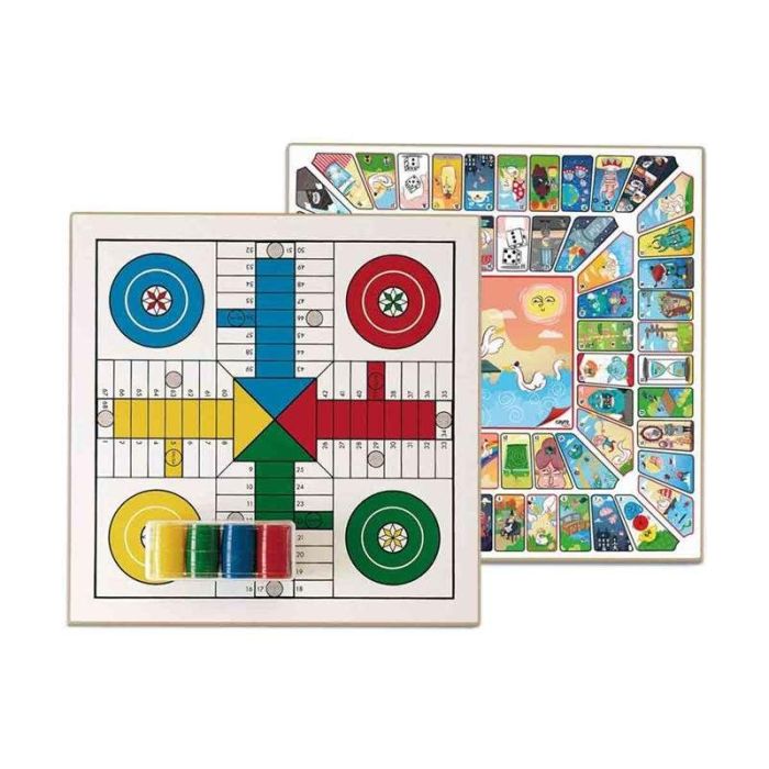 Tablero parchis 4 y oca de madera 33x33 cm con accesorios 3 Tablero parchis 4 y oca de madera 33x33 cm con accesorios 3