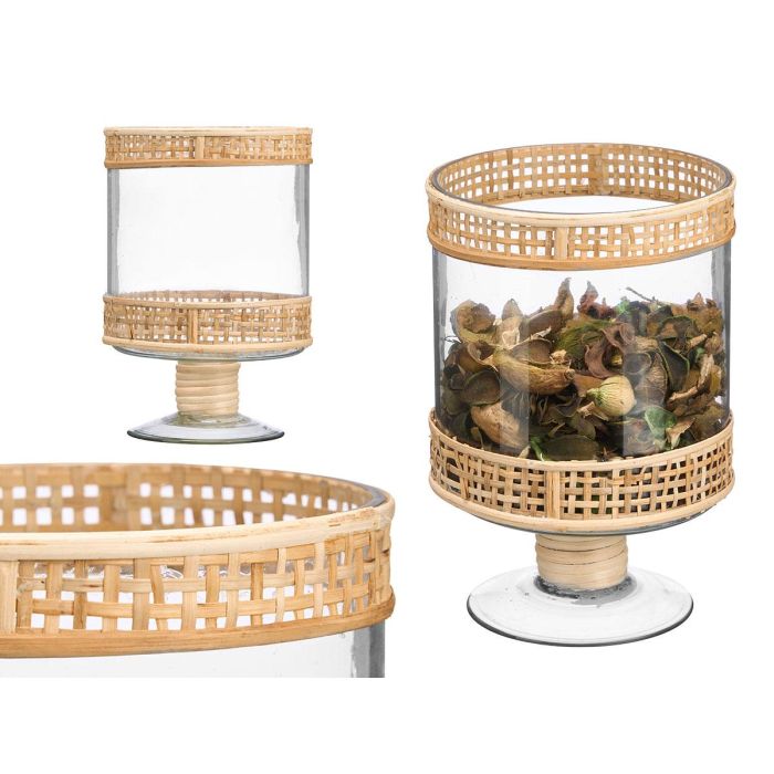 Portavela Copa Cilindrica Vidrio Rattan Giftdecor 15X24CM (6 Unidades) Portavela Copa Cilindrica Vidrio Rattan Giftdecor 15X24CM (6 Unidades)