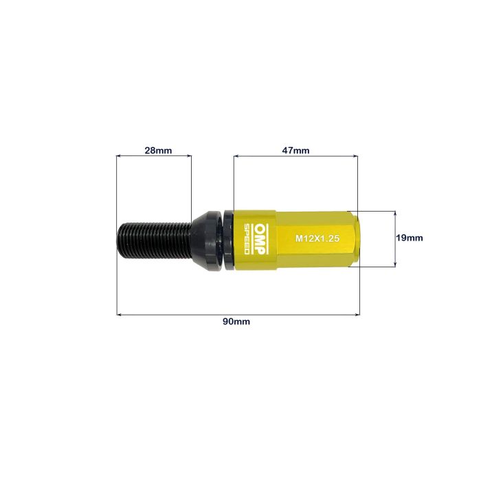 Omp Juego 20 Tornillos Rueda Aluminio M12x1.25 Llave 17-19 Largo 28mm Protector Amarillo OMPS09971209 1 Omp Juego 20 Tornillos Rueda Aluminio M12x1.25 Llave 17-19 Largo 28mm Protector Amarillo OMPS09971209 1