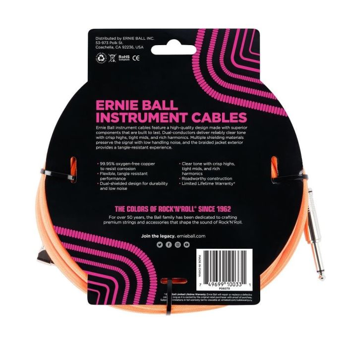 Cable Eb Instrumento Trenzado Jack-Jack Sa 2,54 M - Naranja / Neon 1 Cable Eb Instrumento Trenzado Jack-Jack Sa 2,54 M - Naranja / Neon 1