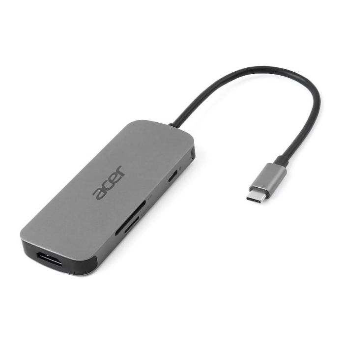 Acer 7-in-1 Type-C Dongle USB 3.2 Gen 1, HDMI, Lector Tarjetas SD/MicroSD, Power Delivery 100W, Plata, Hasta 3840x2160 1 Acer 7-in-1 Type-C Dongle USB 3.2 Gen 1, HDMI, Lector Tarjetas SD/MicroSD, Power Delivery 100W, Plata, Hasta 3840x2160 1