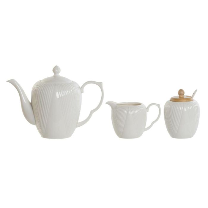 Tetera DKD Home Decor Blanco Natural Bambú Porcelana 3 Tetera DKD Home Decor Blanco Natural Bambú Porcelana 3