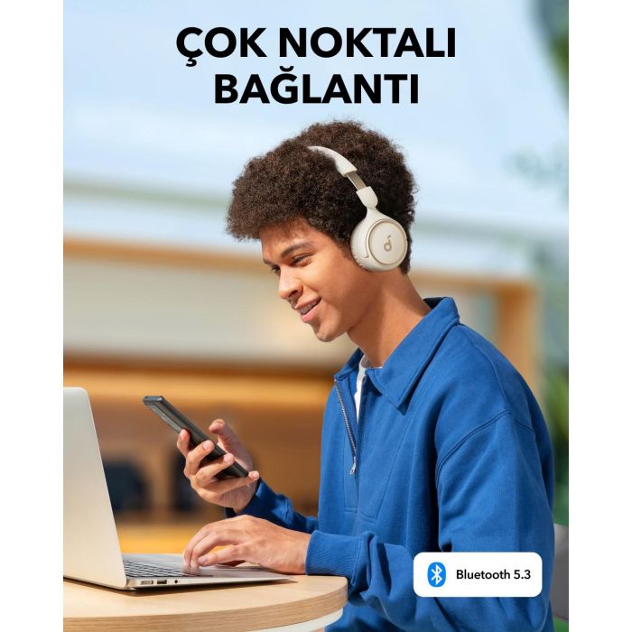 Anker H30i Auriculares Inalámbricos Bluetooth 5.3 Over-Ear con Micrófono Blanco, hasta 70h de Batería 4