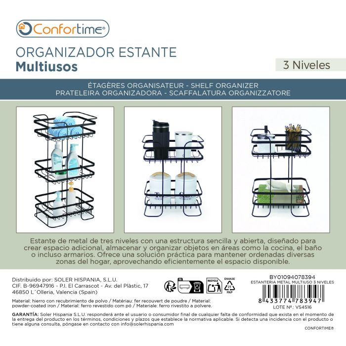 Estantería Metal Multiuso 3 Niveles Confortime - Inde (4 Unidades) 5 Estantería Metal Multiuso 3 Niveles Confortime - Inde (4 Unidades) 5