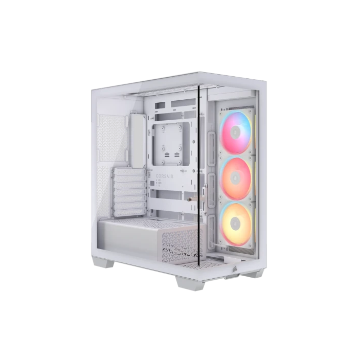 CORSAIR AABBA89355 Caja PC 3500X LXR LINK Semitorre Cristal Templado con 3 Ventiladores RGB Rotor Invertido Blanca