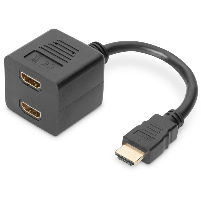 DIGITUS HDMI Y-Verteilerkabel. 0.2m. gold-schwarz