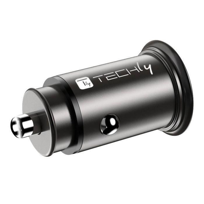 Techly Mini Car Charger USB-A and USB-C Quick Charge 3.0 38W in Black Metal 3 Techly Mini Car Charger USB-A and USB-C Quick Charge 3.0 38W in Black Metal 3