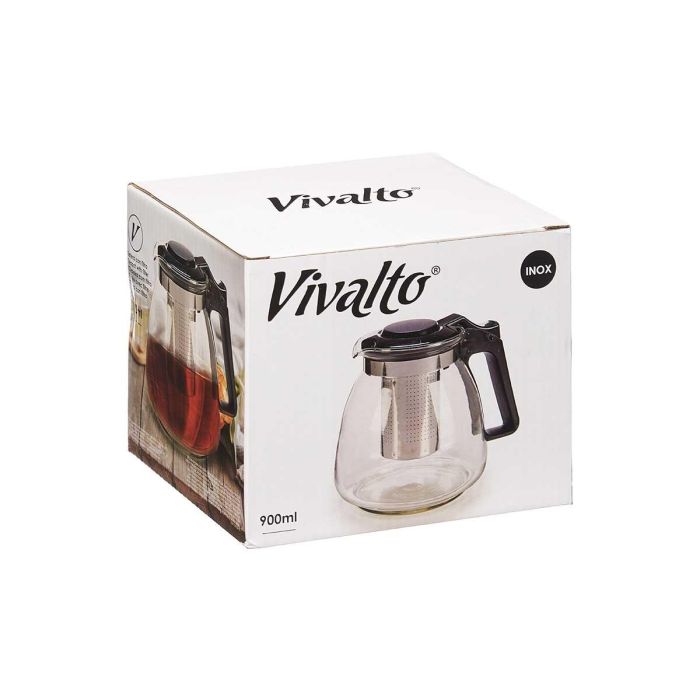 Tetera Vivalto Cristal 900 ml, 16x12.5x12.5 cm, Plata/Negro/Transparente (12 Unidades) 1 Tetera Vivalto Cristal 900 ml, 16x12.5x12.5 cm, Plata/Negro/Transparente (12 Unidades) 1