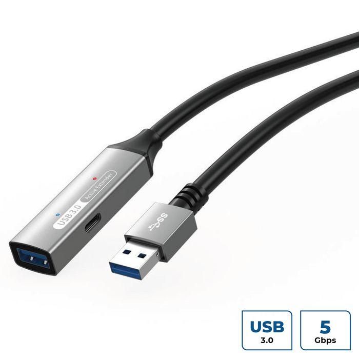 MicroConnect Cable repetidor activo USB 3.2 Gen 1, 20m, Extensor de datos hasta 5 Gbit/s, Amplificador integrado para impresoras, cámaras