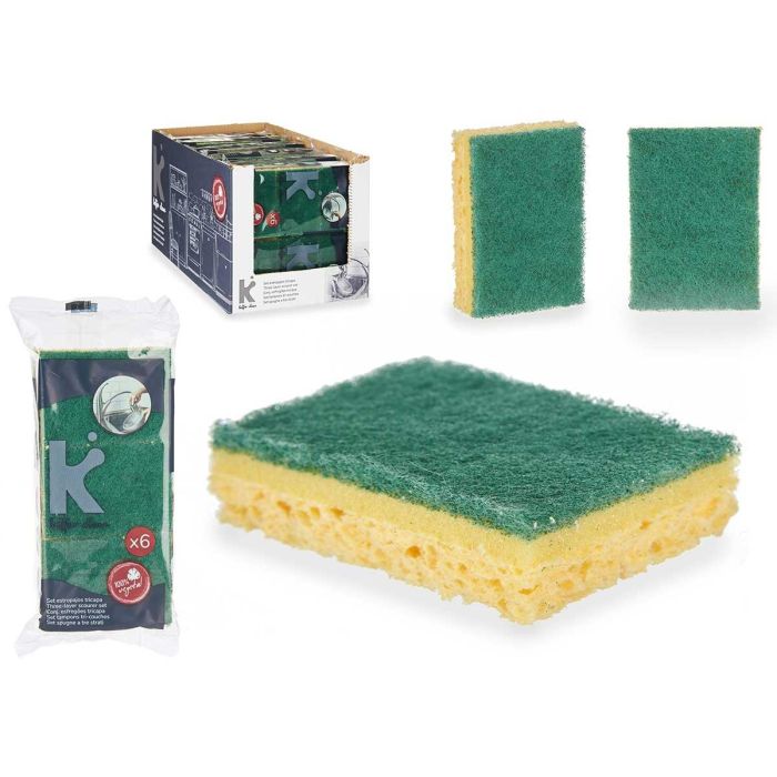 Set 6 Estropajos Tricapa con Esponja Vegetal Arte Regal 19.5x9x4 cm (14 Unidades) Set 6 Estropajos Tricapa con Esponja Vegetal Arte Regal 19.5x9x4 cm (14 Unidades)