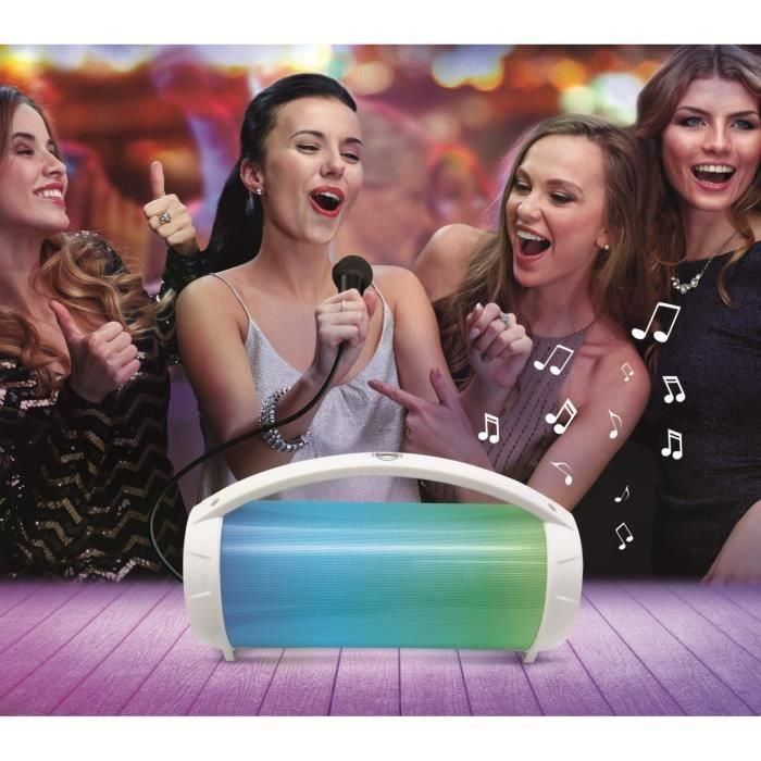 Altavoz inalámbrico con efectos luminosos y doble disco. microfono con cable extraíble. 30x16x17cm 3 Altavoz inalámbrico con efectos luminosos y doble disco. microfono con cable extraíble. 30x16x17cm 3