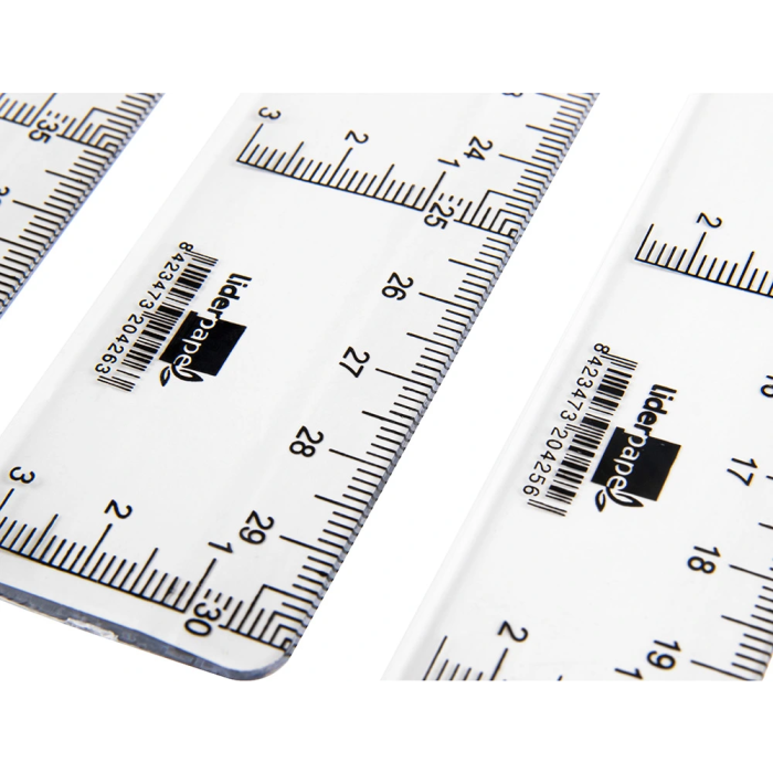 Liderpapel Regla Plástico Cristal Transparente 40 cm con Borde Biselado y Graduación Vertical y Horizontal 4
